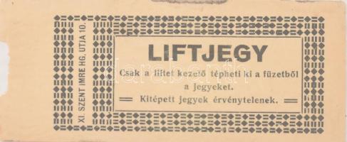 cca 1935 A Budapest XI. kerület Szent Imre herceg útja 10. sz. ház liftjegye, leadandó a liftkezelőnek, szép állapotban