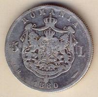 Románia 1880. 5L Ag variáns "név a nyak alatt" T:3-/4 k. ü. ph.