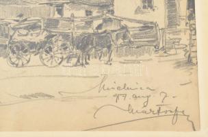 Márton Ferenc (1884-1940): Életkép az első világháborús front közeléből, 1917. aug. 7., Mielnica (Me...