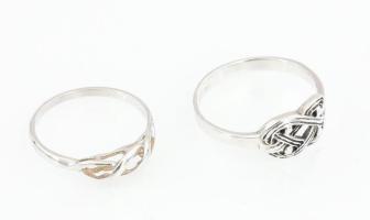 Ezüst(Ag) mintás áttört gyűrű, jelzett, méret: 54 és 58, nettó: 3,5 g
