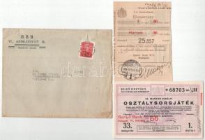 1934. "33. Magyar Királyi Osztálysorsjáték" első osztály egynyolcad sorsjegye bélyegzéssel...