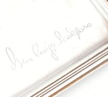 Ezüst(Ag) névjegykártyatartó és levélbontó, jelzett, h: 17 cm, 7,5×18,5 cm, nettó: 100 g