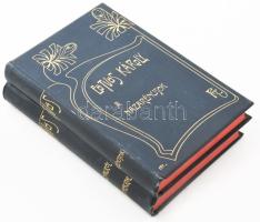 Eötvös Károly 2 műve: A nazarénusok.; Nagyokról és kicsinyekről. Eötvös Károly Munkái IX. és XIX. köt. Bp., 1904-1906, Révai. Kiadói aranyozott, szecessziós egészvászon sorozatkötés, festett lapélekkel, helyenként foltos lapokkal, egyébként jó állapotban.