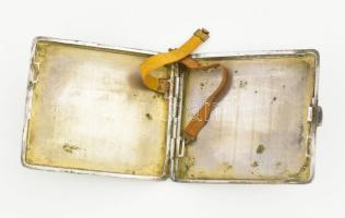 Ezüstözött alpakka cigarettatárca, jelzett, jó állapotban, 9×7,5 cm