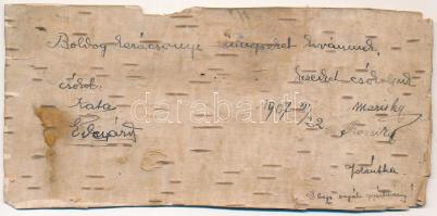 1907 Karácsonyi üdvözlet valódi nyírfakéregből / Christmas greeting made of birch tree bark