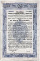 Ausztria 1930. &quot;Az Osztrák Köztársaság Nemzetközi Szövetségi Kölcsöne&quot; 7%-os kötvénye 1000Sch-ről bélyegzésekkel, szelvényekkel T:XF Austria 1930. &quot;International Federal Bond of the Republic of Austria (Internationale Bundesanleihe der Republik Österreich) 1930&quot; 7% bond about 1000 Schillings, with overprints and coupons T:XF