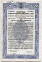 Ausztria 1930. &quot;Az Osztrák Köztársaság Nemzetközi Szövetségi Kölcsöne&quot; 7%-os kötvénye 1000Sch-ről bélyegzésekkel, szelvényekkel T:F Austria 1930. &quot;International Federal Bond of the Republic of Austria (Internationale Bundesanleihe der Republik Österreich) 1930&quot; 7% bond about 1000 Schillings, with overprints and coupons T:F