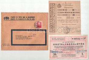 1937. "39. Magyar Királyi Osztálysorsjáték" első osztály egynyolcad sorsjegye bélyegzéssel...