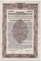 Ausztria 1930. &quot;Az Osztrák Köztársaság Nemzetközi Szövetségi Kölcsöne&quot; 7%-os kötvénye 200Sch-ről bélyegzésekkel, szelvényekkel T:XF Austria 1930. &quot;International Federal Bond of the Republic of Austria (Internationale Bundesanleihe der Republik Österreich) 1930&quot; 7% bond about 200 Schillings, with overprints and coupons T:XF