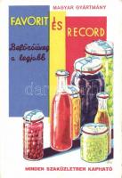 Favorit and Record glass jars litho