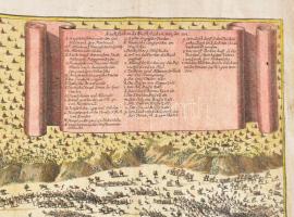 1664 Szentgotthárdi csata színezett rézmetszet. Címe középen szószalagon : Geometrischer Grundt und ...