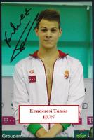 Kenderesi Tamás (1996- ) olimpiai bronzérmes, ill. Európa-bajnoki ezüst- és bronzérmes úszó autográf aláírása őt ábrázoló fotón, 15x10 cm