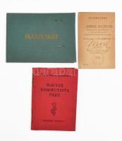 1948-64 Sebes Gusztávné, Sebes Gusztáv, az Aranycsapat szövetségi kapitánya feleségének 3 db okmánya: MKP tagsági könyv, fényképes igazolvány és &quot;Kiváló Dolgozó&quot; kitüntetés viselésére jogosító igazolvány