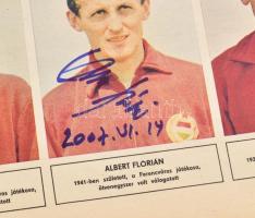 Albert Flórián, Mészöly Kálmán, Varga Zoltán labdarúgók aláírása