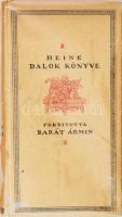 Heine,[Heinrich]: Dalok könyve. Buch der Lieder. Ford.: Barát Ármin. Bp.,1920,Rózsavölgyi,(Korvin-ny.), 288 p. A boríték Barát Béla munkája. Bibliofil kiadás! Kiadói kartonált papírkötés. Számozott (181./500), a fordító Barát Ármin (1860-1937) által ALÁÍRT példány.