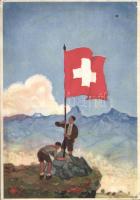 Swiss flag, charity postcard (EK)