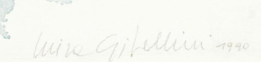 Gibellini, Luisa (1950-): Repülés az égen. Akvarell, papír. Jelzett. 56,5×38 cm