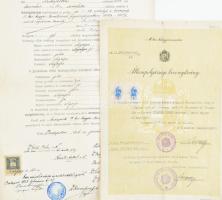 cca 1898-1940 Strausz Tibor izraeli orvos irat hagyatéka, Iskolai bizonyítványok, anyakönyvi kivonat...