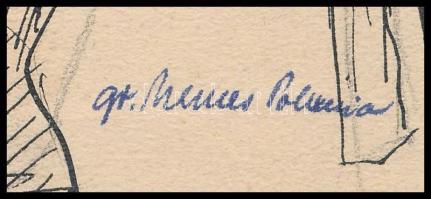 gróf Nemes Polixéna (-): Hölgyek az asztalnál. Tus, papír, jelzett. 26x20 cm