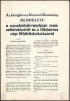 Az Ideiglenes Nemzeti Kormány rendelete a nagybirtok-rendszer megszüntetéséről és a földmíves nép földhözjuttatásáról (1945), későbbi másolat