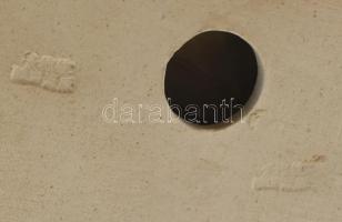 Nagyméretű kerámia bika, festett, mázas, jelzett, lepattanással a szarván, 25x34 cm