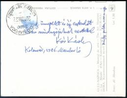 1986 Ifjabb Kós Károly (1919-1996) romániai magyar néprajzkutató, muzeológus, autográf karácsonyi és...