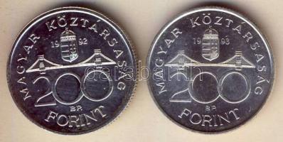 1992-93. 200Ft Ag "MNB" (2x) T:BU,2