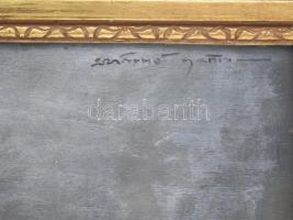 Szánthó Mária (1897-1998): Lány gyöngyökkel. Olaj, fa. Jelezve jobbra fent. Dekoratív fakeretben. 60...