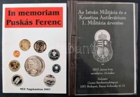 Vegyes numizmatikai irodalom tétel, benne két árverési katalógus, újság- és folyóirat cikk részletek...