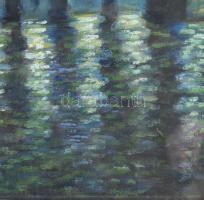 Jelzés nélkül, 1910-30 körül: Velencei részlet. Olaj, karton. Szecessziós, üvegezett, kissé sérült f...