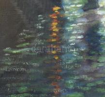 Jelzés nélkül, 1910-30 körül: Velencei részlet. Olaj, karton. Szecessziós, üvegezett, kissé sérült f...