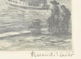 Baranski Emil László (1877-1941): Budapesti panoráma. Rézkarc, papír, jelzett. Üvegezett fakeretben....
