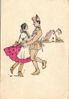 Soldier and girl dancing (EB small tear)