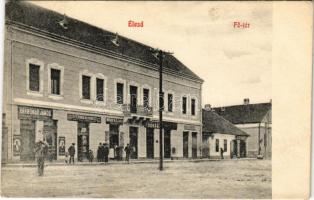 1910 Élesd, Alesd; Fő tér, Karbonár János, Sternberg Ignác, Novák Kálmán és fodrász üzlete. Sternberg Ignác saját kiadása / main square, shops (EK)