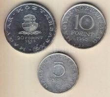 1948. 5Ft+10Ft+20Ft Ag "Petőfi, Széchenyi, Táncsics-Szabadságharc" sor T:2/3,3 ph