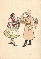 Soldier and girl with flower heart (EB)