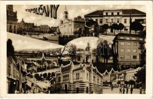 1950 Nagytapolcsány, Topolcany; mozaiklap zsinagógával / multi-view postcard with synagogue (EK)