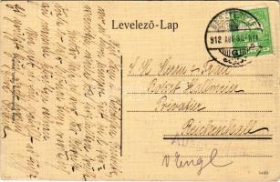 1912 Beszterce, Bistritz, Bistrita; Kornmarkt / Búzaszer / market, street view (EB)