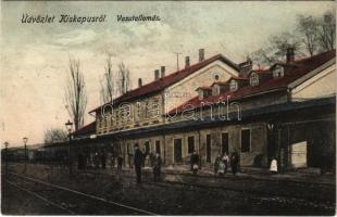 1910 Kiskapus, Kis-Kapus, Kleinkopisch, Copsa Mica; Vasútállomás / Gara / railway station (r)