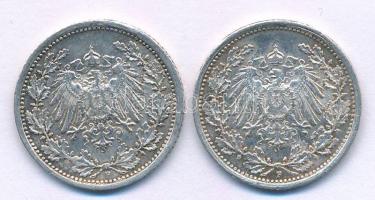 Német Birodalom 1918F 1/2M Ag (2x) T:AU,XF German Empire 1918F 1/2 Mark Ag (2x) C:AU,XF Krause KM#17
