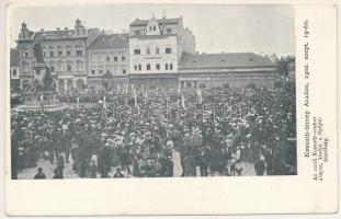 Arad, Kossuth ünnep 1902. szeptember 19-én. Az aradi Kossuth szobor alapra, kiadja a Gyűjtő-bizottság, Kuttn Gyula és Rosenblum R. és Társa üzlete / Kossuth festival, shops (EK)
