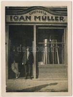 1934 Kolozsvár, Cluj; Müller János szabómester üzlete / Croitoria Ioan Müller / tailors shop. photo (non PC)