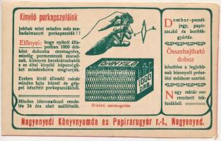 Nagyenyed, Aiud; Könyvnyomda és Papírárugyár R.T. reklámlapja. Magyarország legnagyobb, villamos üze...