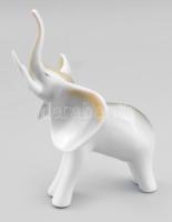 Hollóházi porcelán elefánt, terv.: Schrammel Imre, kézzel festett, jelzett, hibátlan, m: 18 cm