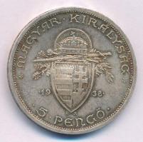 1938. 5P Ag "Szent István" T:XF patina
Adamo P8.1