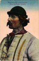 Magyarországi román paraszt. Vasúti levelezőlapárusítás. Erdélyi udvari fényképész felvétele / Ungarländischer Rumäne / Transylvanian folklore, Romanian peasant (EM)