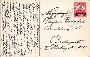 1931 Boldog újévet! Síelő Bonzo kutya, téli sport / New Year greeting, Bonzo dog skiing, winter spor...