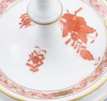 Herendi Apponyi rust mintás kétrészes gyertyatartó. Jelzett, kis kopással, m: 27 cm