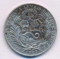 Peru 1887. 1S Ag T:AU,XF patina, kis ph
Peru 1887. 1 Sol Ag C:AU,XF patina, small edge error
Kraus...