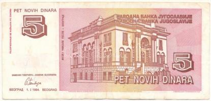 Jugoszlávia 1994. 5D "AE 3875685" T:F
Yugoslavia 1994. 5 Dinara "AE 3875685" C:...